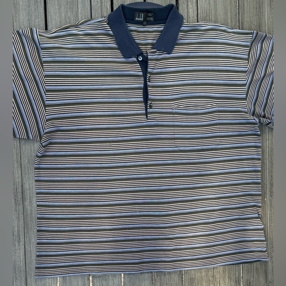 Dunhill Made in Italy Striped Cotton Polo – 117cm (XL)